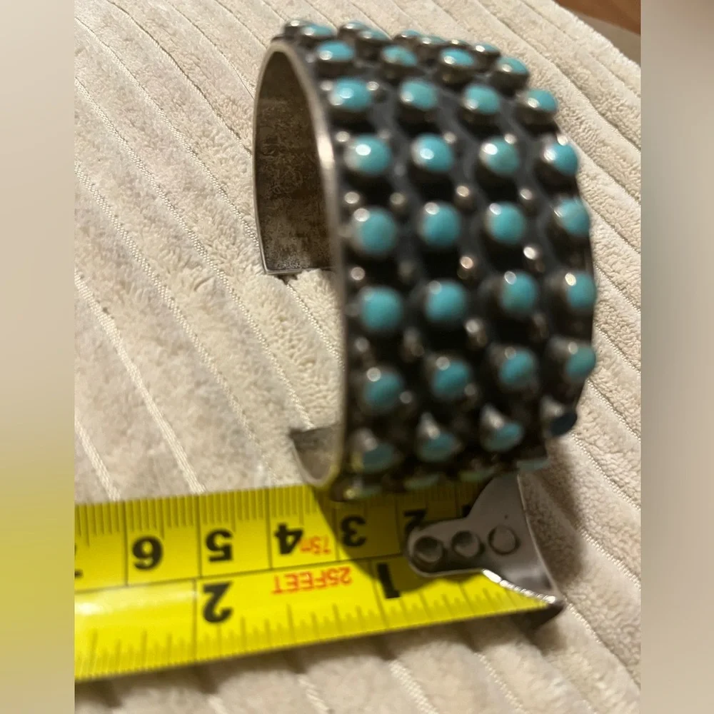 Turquoise and Sterling Silver Women's Cuff Bracelet - Picture 5 of 9